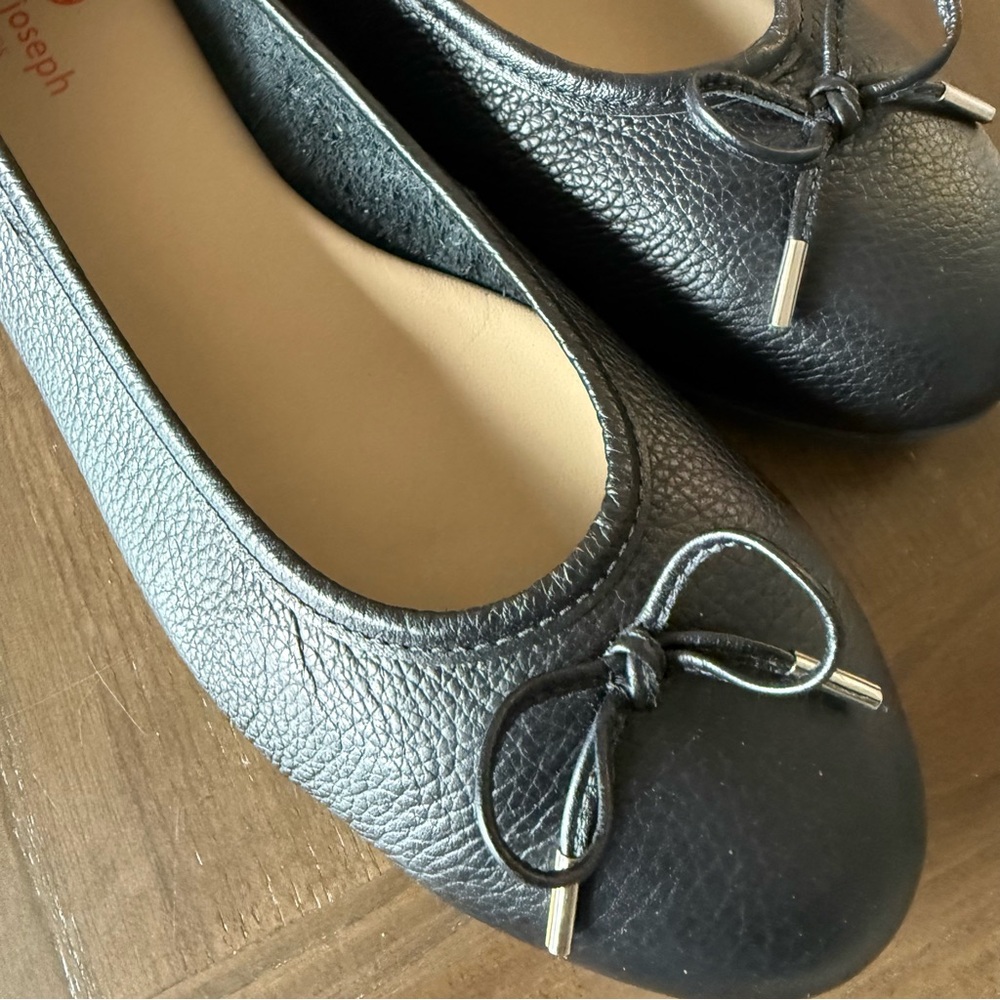 Marc Joseph NY Black Pebbled Leather Ballet Flats Bow Comfort Shoes Size 10 - Picture 2 of 7
